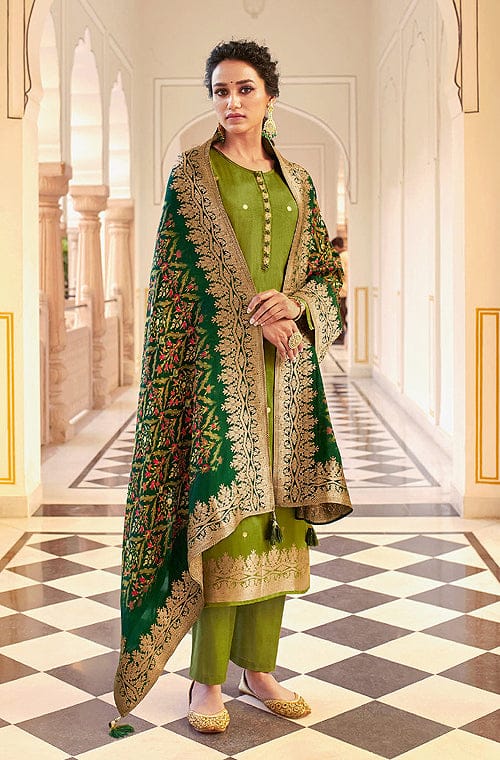 Mehendi green gota suit set - set of three by Pheeta | The Secret Label